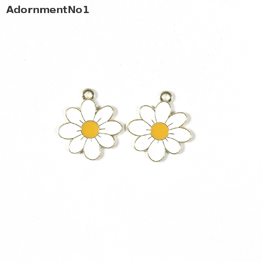 (AdornmentNo1) 10pcs / Set Liontin Bunga Daisy Enamel Untuk Aksesoris Kalung / Anting Charms