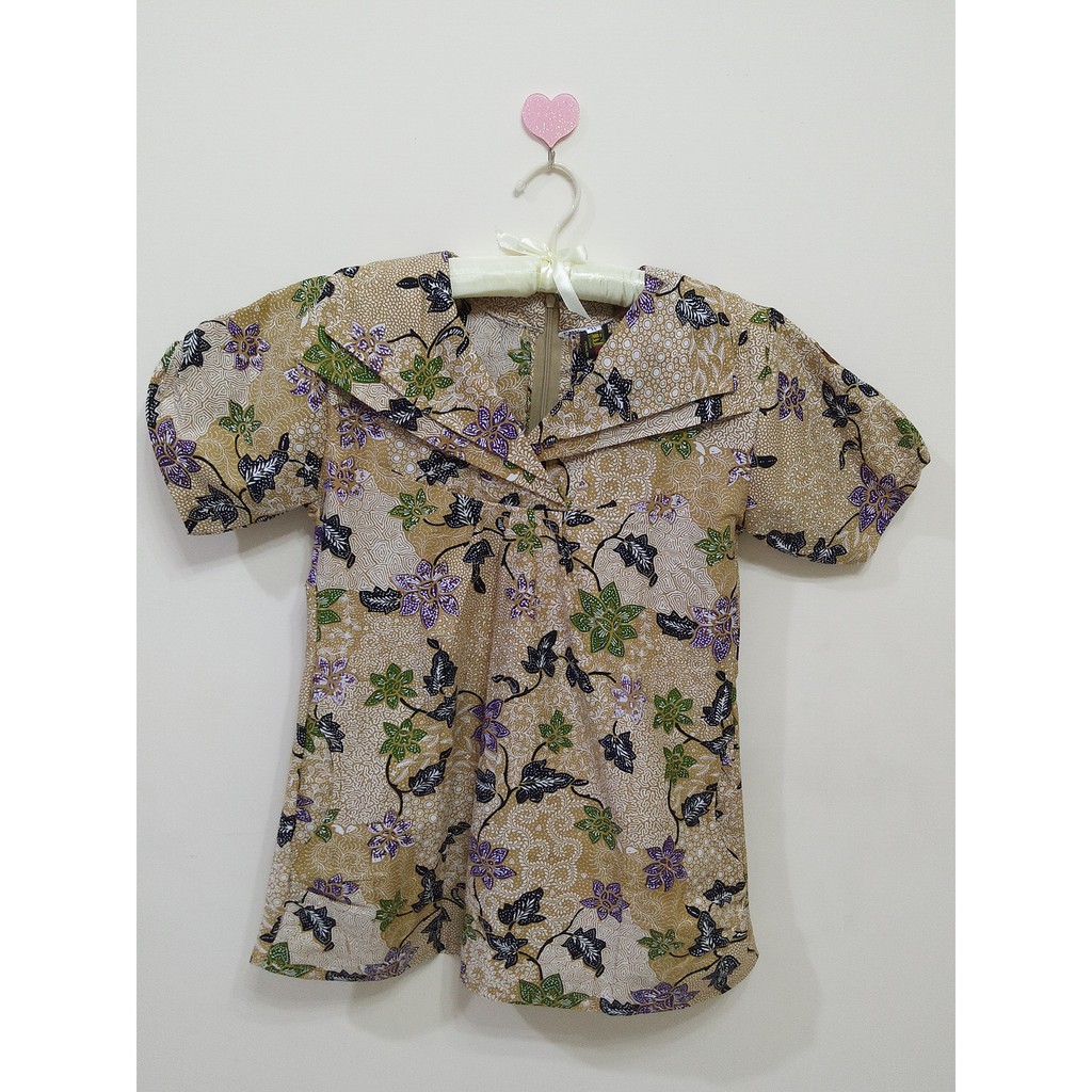 Kemeja Batik Wanita/Baju Batik/Baju Kerja- Blouse Kerah Tumpuk B3022