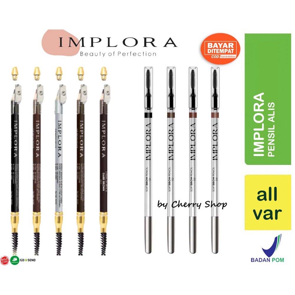 [BPOM] Pensil Alis IMPLORA - Eyebrow Pensil - Pensil Alis Dengan Sikat Cherry Shop | IMPLORA Eye Brow Pencil 2 IN 1 ( PENSIL + SERUTAN + SIKAT ) ORIGINAL BPOM / 2IN1 PENSIL ALIS IMPLORA | Soft Eyebrow