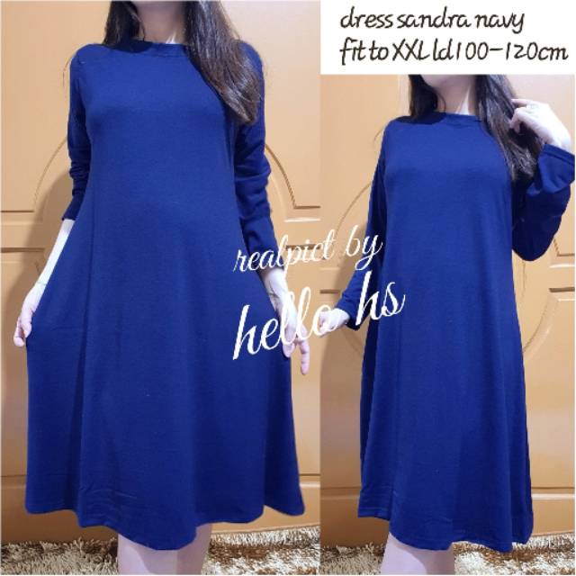 DRESS SANDRA OVERSIZE FIT XXL REALPICT/DRESS JUMBO BAHAN SPANDEK SOFT