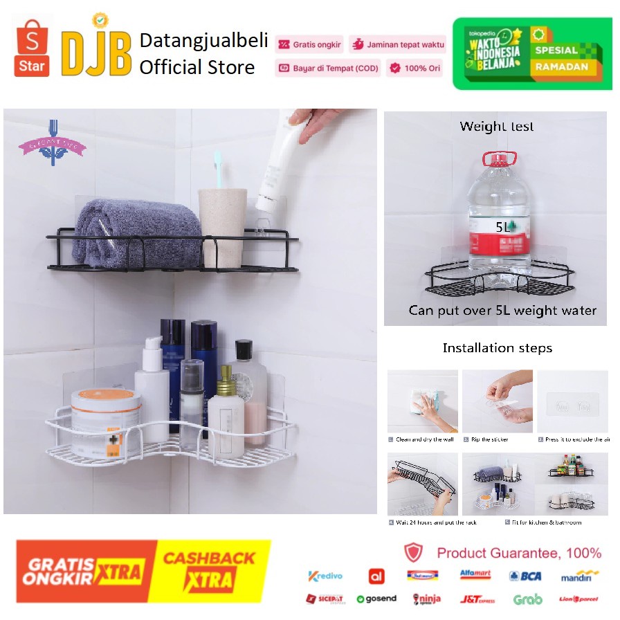 GS8 Rak Sudut Kamar Mandi Triangular Bathroom Organizer Rack LemonBest G49 - White