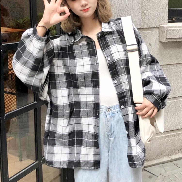 BEFAST - ZEC OOTD Kemeja THIA / Doretha Oversize Shirt / Kemeja Lengan Panjang / Kemeja Wanita Casual / OOTD Kemeja Remaja / Kemeja Kekinian 2021 / Kemeja Motif Kotak-Kotaj