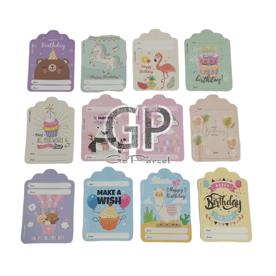 ( Lsn 12 Pc ) SANWA GIFT CARD BIRTHDAY - HANG TAG SANSAN WAWA / KARTU UCAPAN - GREETING CARD HAPPY BIRTHDAY BDAY