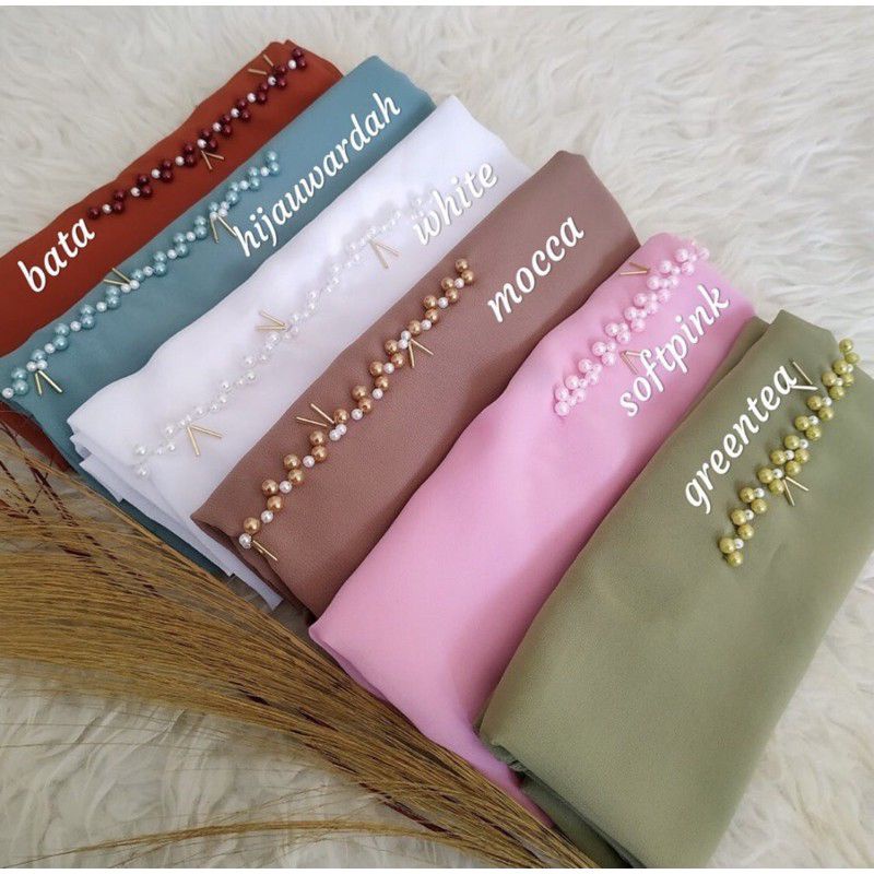 Pasmina Ceruty Payet / Hijab pesta / Jilbab Mutiara