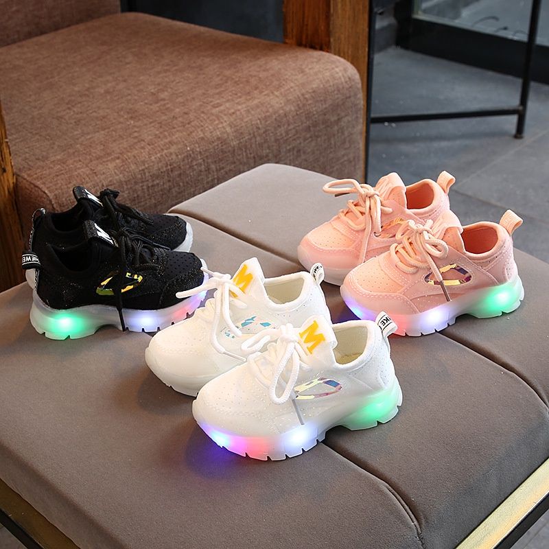 LED6-Sepatu Sneaker Anak Laki Perempuan Lampu LED Import sepatu nyala anak sepatu LED anak sepatu sn