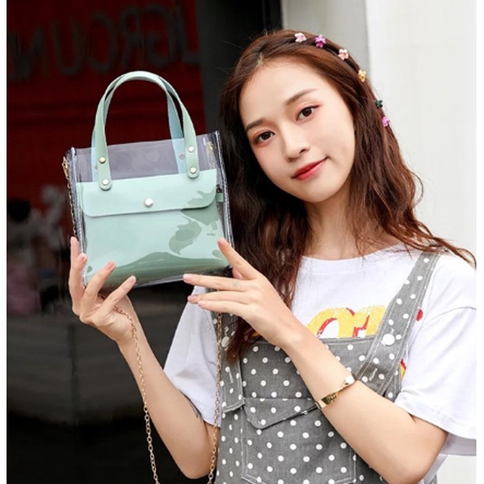 TAS SELEMPANG TRANSPARAN HANDBAG TRANSPARAN TAS WANITA IMPORT - TSP01