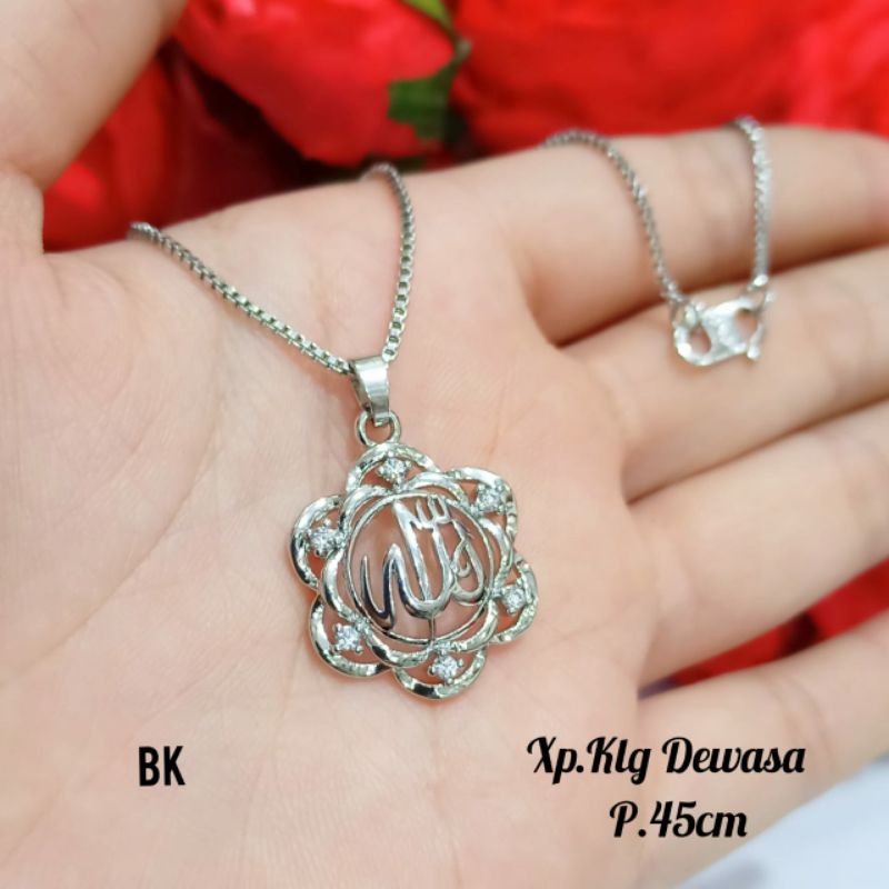 Kalung Dewasa Gold&amp;Silver motif bunga berlafad Allah SWT,tidak karat *COD*