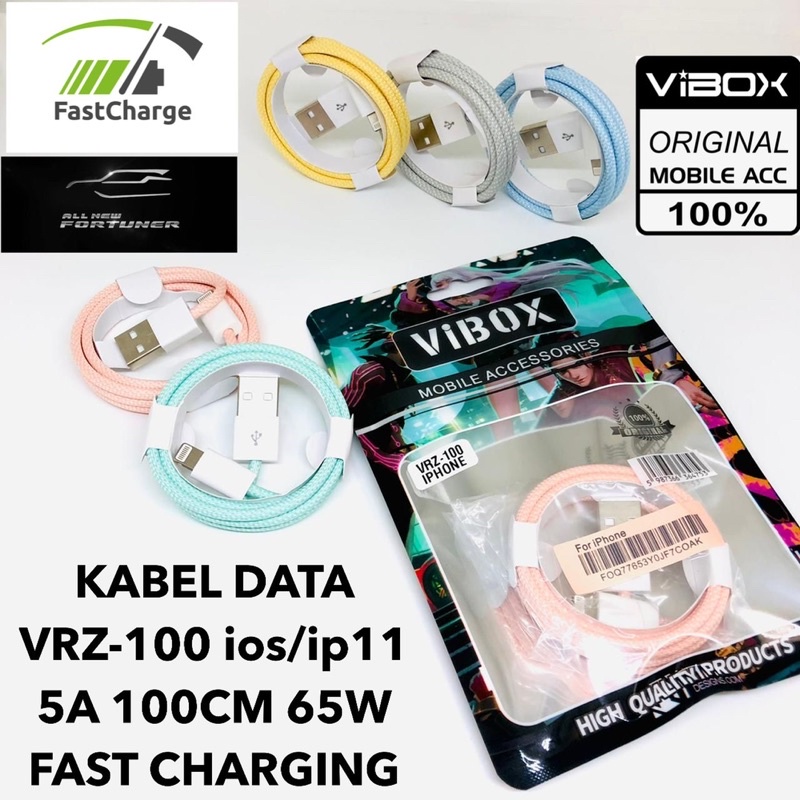 KABEL DATA MACARON VIBOX VRZ-100 5A 100CM 65W  FAST CHARGING MICRO Promo Sen