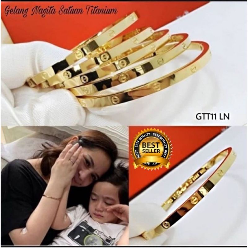 GELANG TANGAN BRACELET TITANIUM GOLD//GELANG TANGAN WANITA