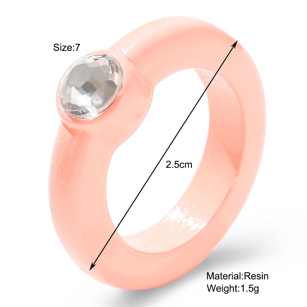 Needway  Gifts Rings 2021 New Style Joint Ring Finger Ring Cute Lovely Acrylic Resin Candy Color Women Girls Diamond Rhinestone Fashion Jewelry