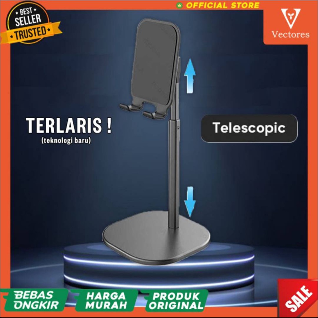 [ORIGINAL] Dudukan Handphone HP Tablet Adjustable Holder Aluminium Tatakan Table Stand Standing Tempat Untuk Berdiri Smartphone Anti Slip Murah