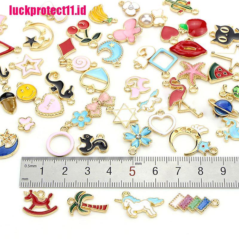 60pcs / Set Liontin Enamel Bentuk Buah Hewan Campuran Untuk Perhiasan Kalung Charms