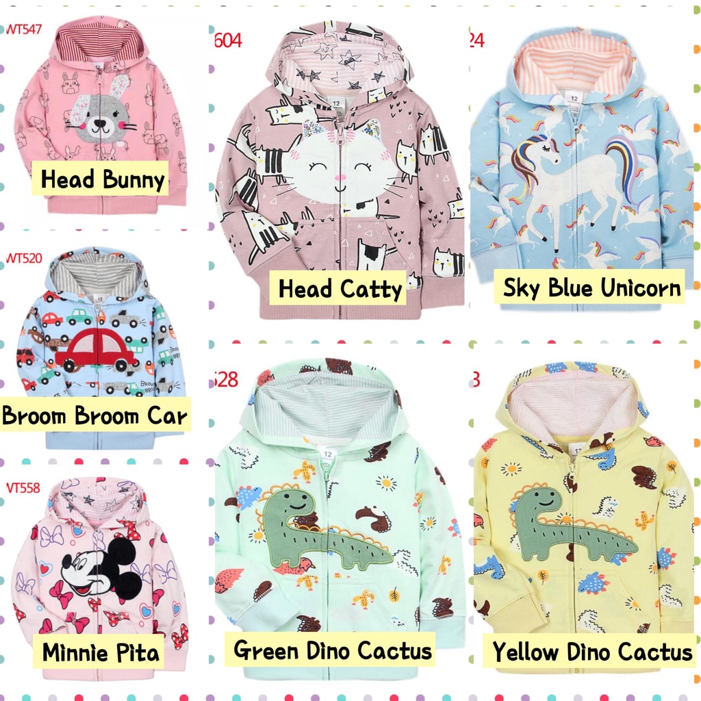 Jaket Hoodie Anak Laki Laki Perempuan Impor Sweater Outer Jaket Bahan Katun Lucu Jaket Bayi Adem