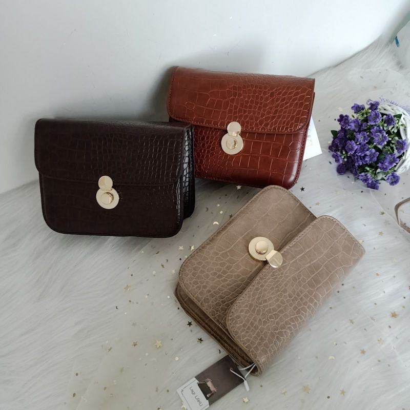 (COD)fashion tas selempang wanita kulit sintetis sling bag cewek import murah terbaru