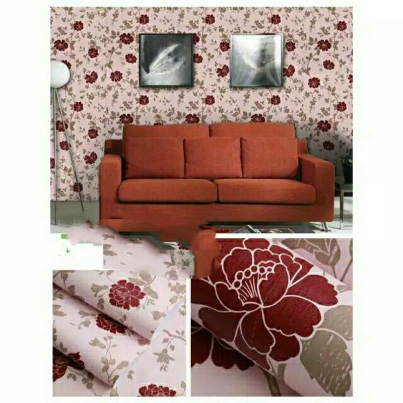 Wallpaper Stiker Mawar Merah Maroon