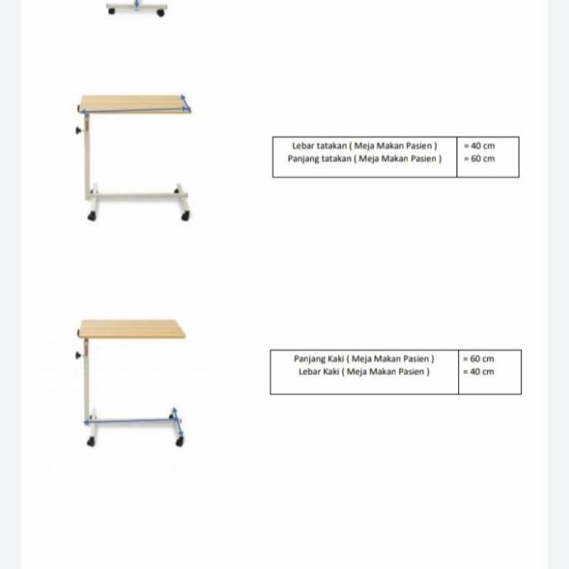 meja makan pasien/meja mayo/tempat makan pasien