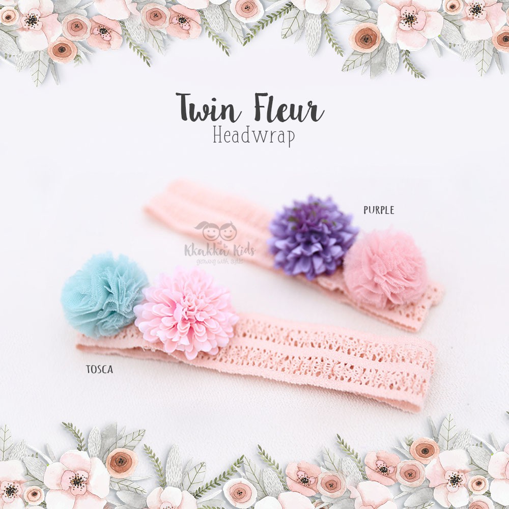 Twin Fleur Headwrap / Bando Bayi Korea / headband baby and kids / bando anak korea