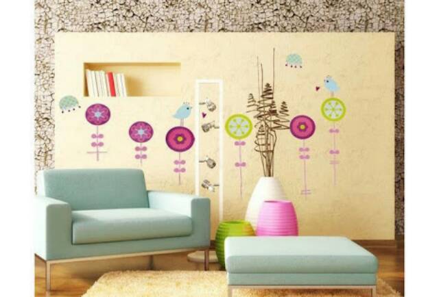 RELIZA WALL STICKER / STIKER DINDING RUMPUT BUNGA BULAT POLKADOT FLOWER JM8177 WALLSTICKER