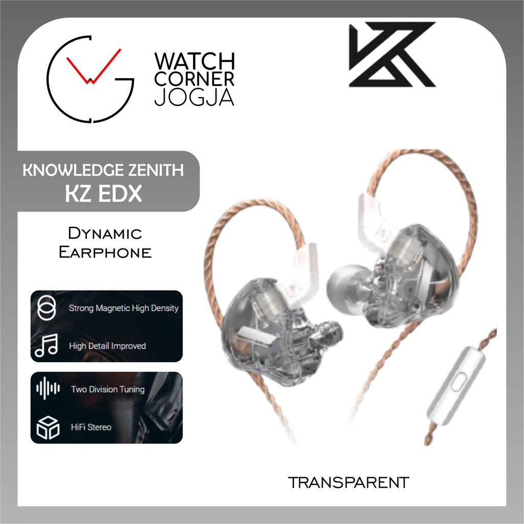 Knowledge Zenith KZ EDX with MIC Dynamic Driver Stage Monitoring Earphone ORIGINAL-Transparent