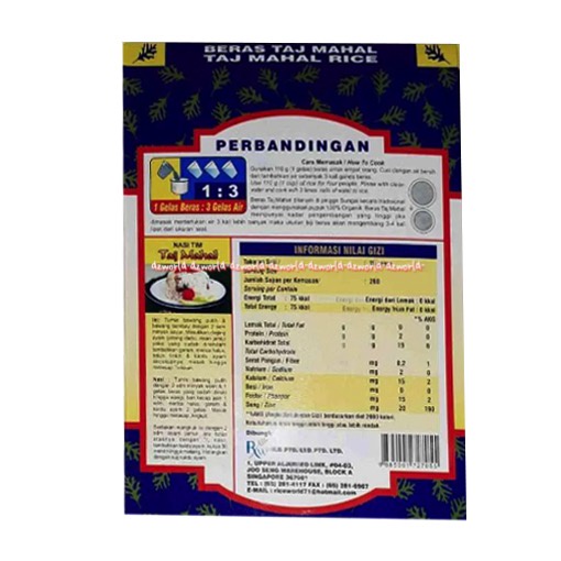 Taj Mahal TajMahal Rice 1kg Beras Putih Untuk Penderita Diabet 1 kg Healthy Rice Beras Kesehatan Beras Diet &amp; Diabetes Low Giycemic Rendah Beras Rendah Gula Tajj Mahall