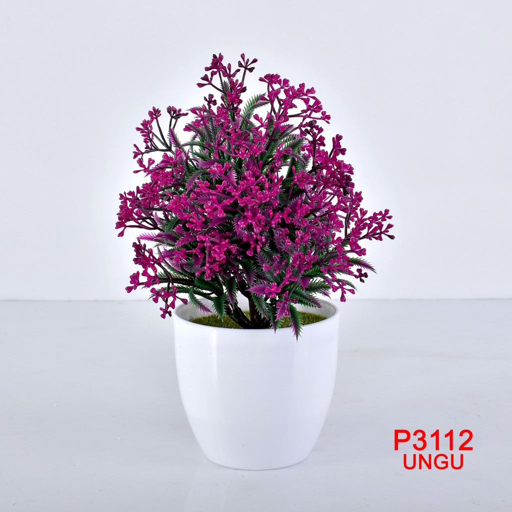 COD / TL88 P3112 POT TANAMAN  BUNGA HIAS DEKORASI RUANGAN BUNGA PLASTIK HIAS-UNGU