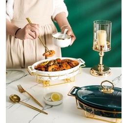 Olive Oval Serving Marble Pot - Mangkok Saji - Panci - Panci Saji Keramik - Panci Sup Keramik - Panc