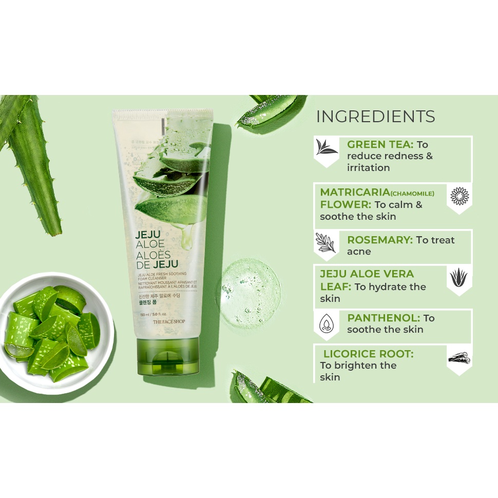 The Face Shop Jeju Aloe Fresh Soothing Foam Cleanser 150ml