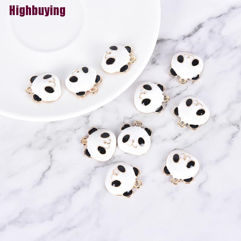 Hbid 10Pcs / Set Liontin Bentuk Panda Bahan Alloy Enamel Untuk DIY Craft / Perhiasan Charms