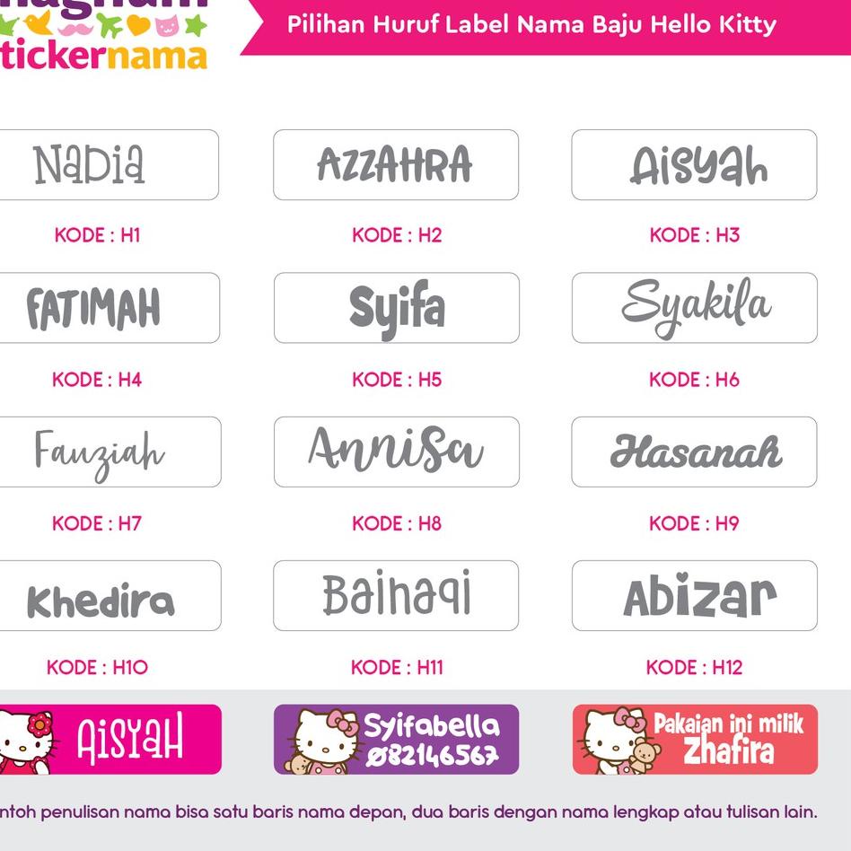 

{N-EQQ) {♥) Label Nama Baju, Label Nama Kain, Label Setrika, Iron-On Label Gambar Hello Kitty {✯✯✯✯✯)