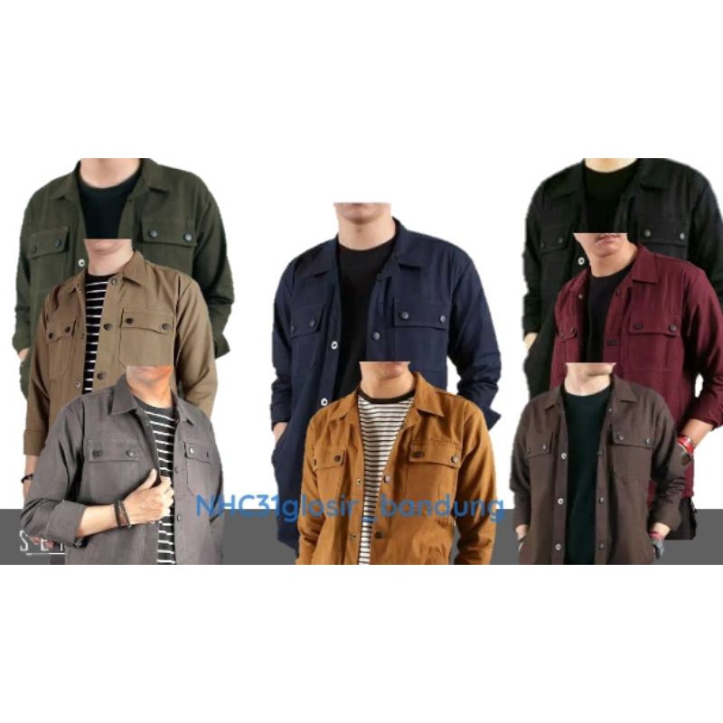 jaket kemeja semi parka//kancing hitam