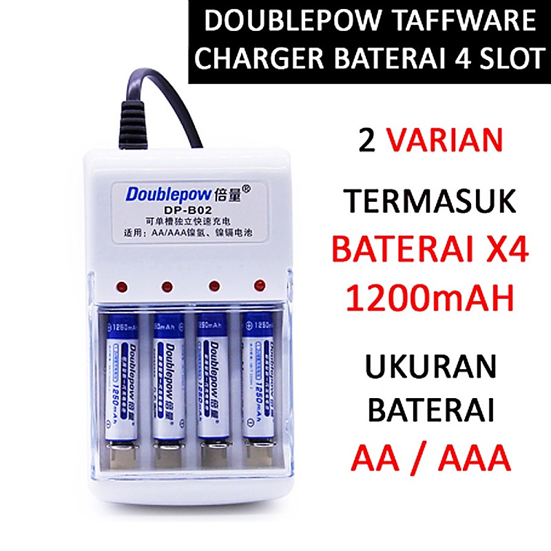 DOUBLEPOW TAFFWARE CHARGER BATERAI 4 SLOT AA AAA BATTERY CAS BATRE - TAFFWARE