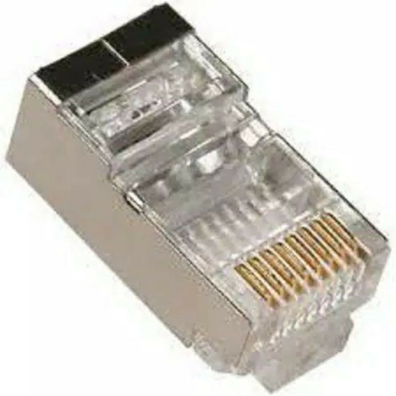 RJ45 CONNECTOR CAT 6 METAL - CONNECTOR RJ45 CAT 6 METAL SHIELDED SOLID WIRE STRAIGHT MALE - KONEKTOR RJ45 CAT 6E ISI BOX 50 PCS