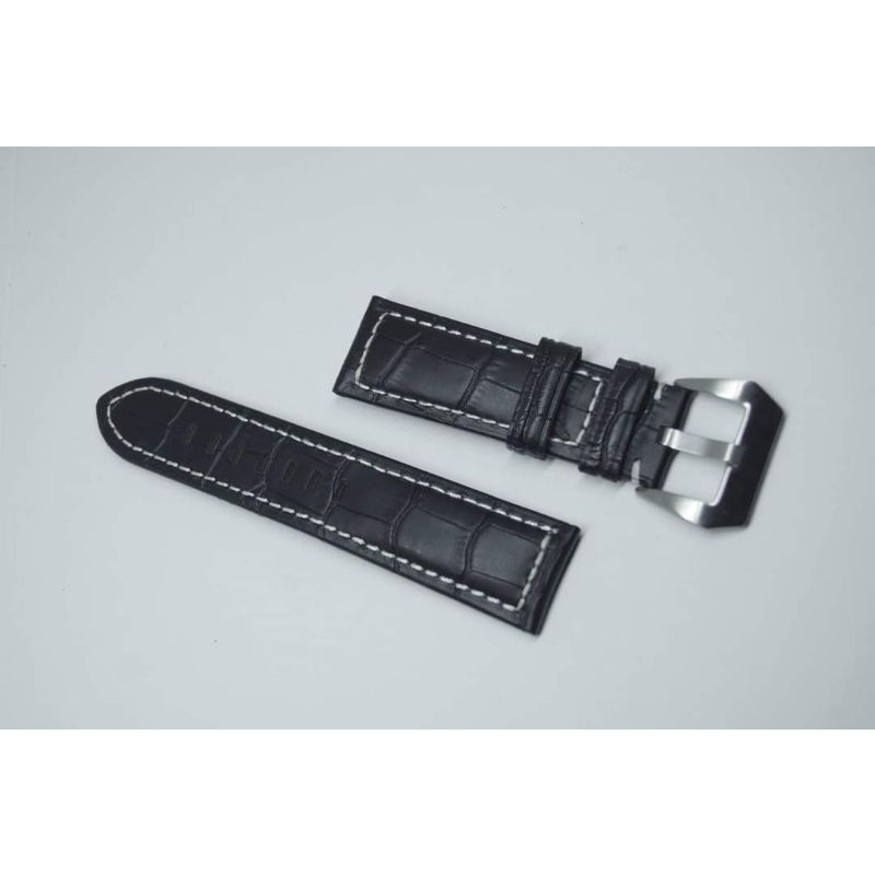 LEATHERS STRAP JAM PANERAI 24MM HITAM TALI JAM TANGAN PANERAI 24MM WATCH BEND PANERAI 24MM HITAM BONUS PEN