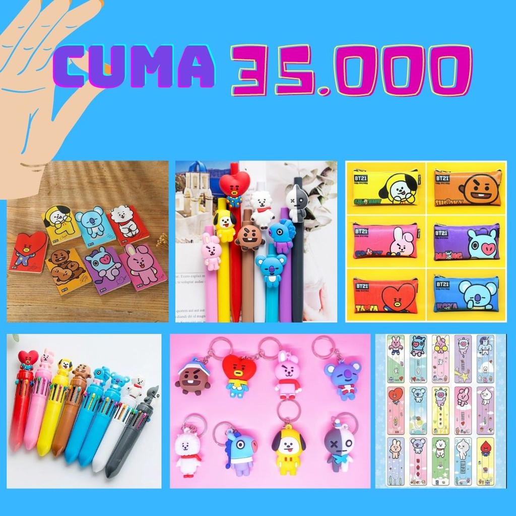 PAKET GOKIL BT21 SET ALAT TULIS BTS LENGKAP TERMURAH READY GROSIR COD PERLENGKAPAN SEKOLAH IMPORT