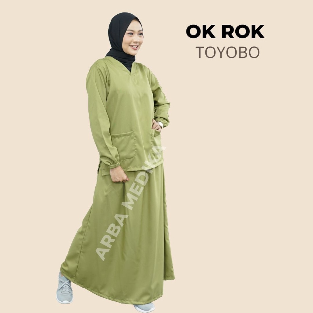 Baju OK OKA ROK dokter jaga perawat petugas medis lengan PANJANG KARET ukuran S M L XL XXL