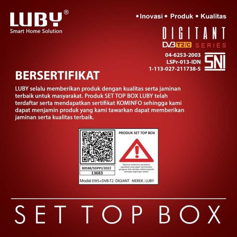 Set Top Box Luby DVB-T2-01 Full HD 1080p SNI STB TV Digital Receiver