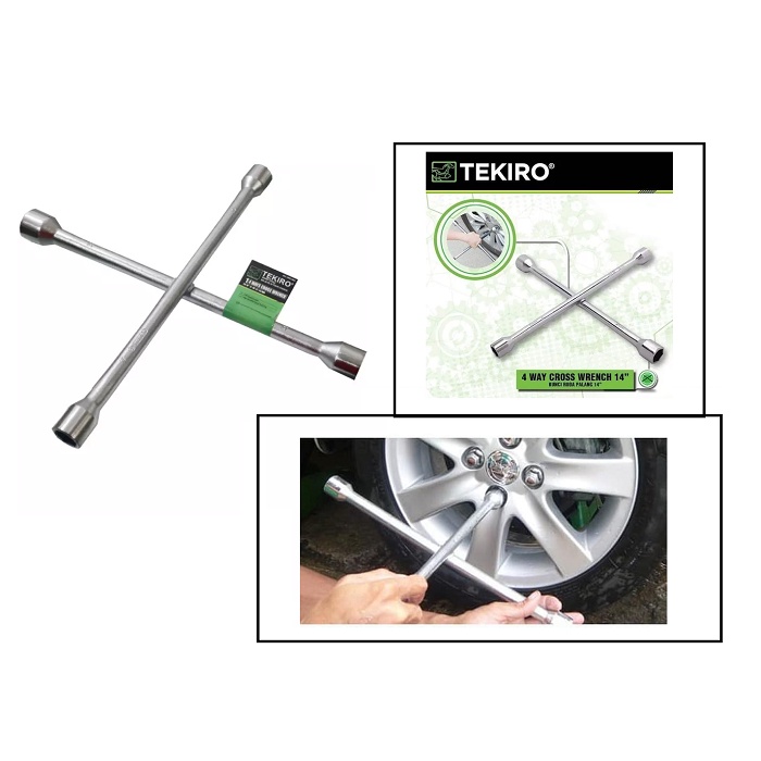 TEKIRO Kunci Roda Palang 14 inch  17 x 19 x 21 x 23mm / Way Cross Wrench 4&quot; / Kunci Roda Mobil 4inch