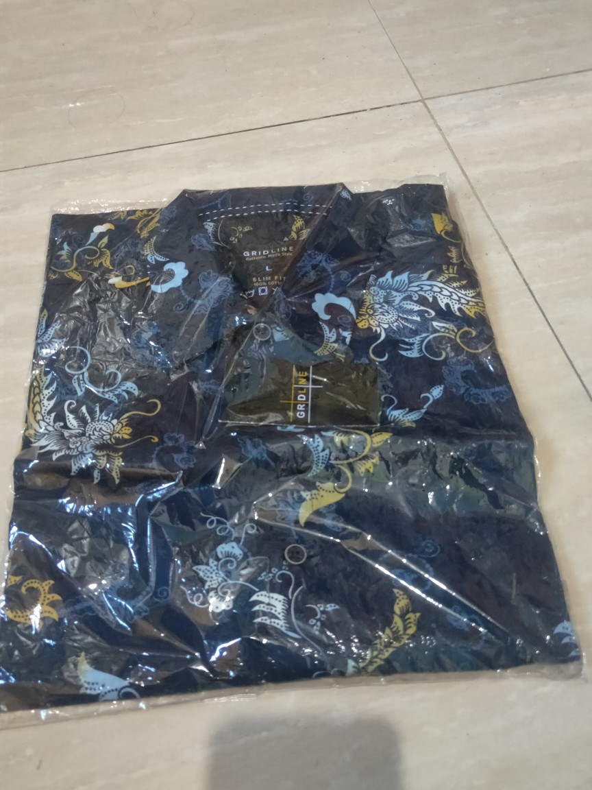 [gridline - S142 Black Brown] Kemeja Batik Match Pria Lengan Pendek Slimfit Casual