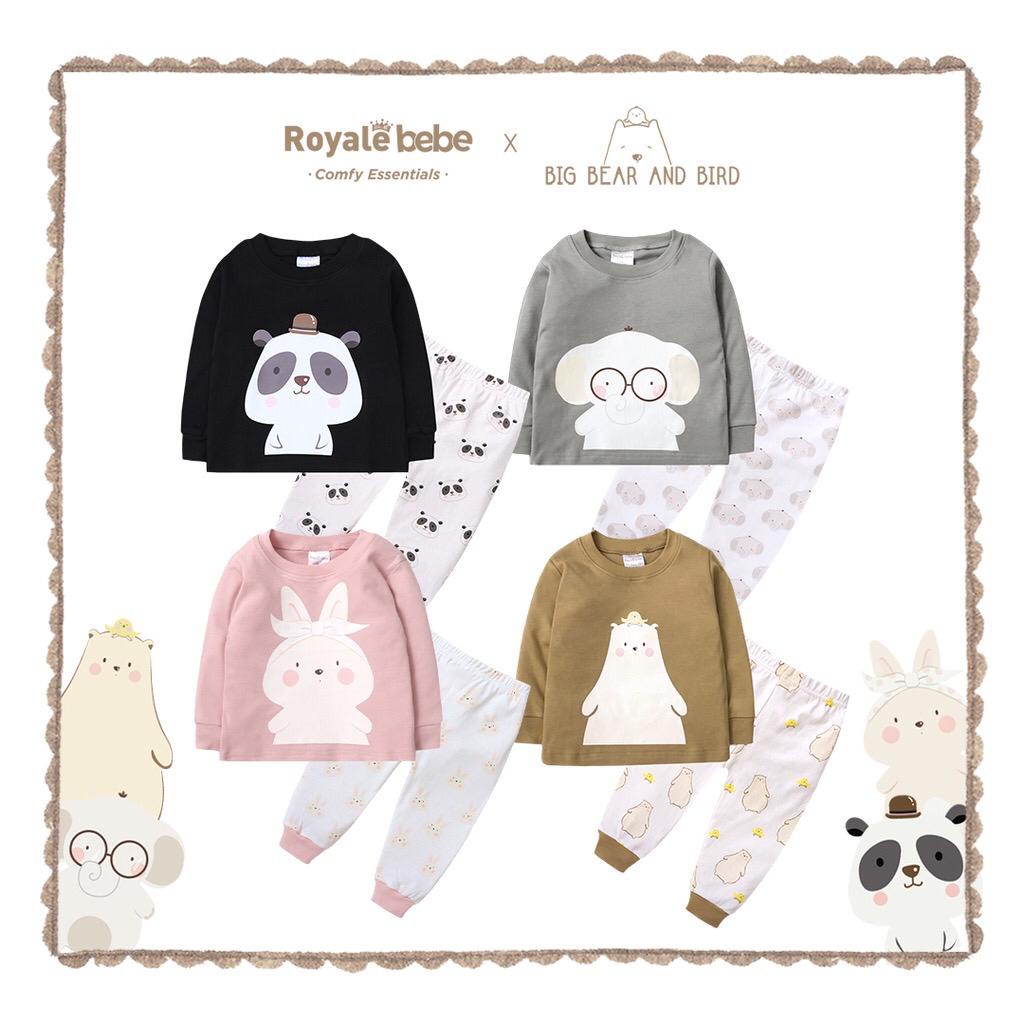 ROYALE BEBE x BIG BEAR AND BIRD PAJAMAS PIYAMA ANAK BAJU ANAK 1-5 TAHUN