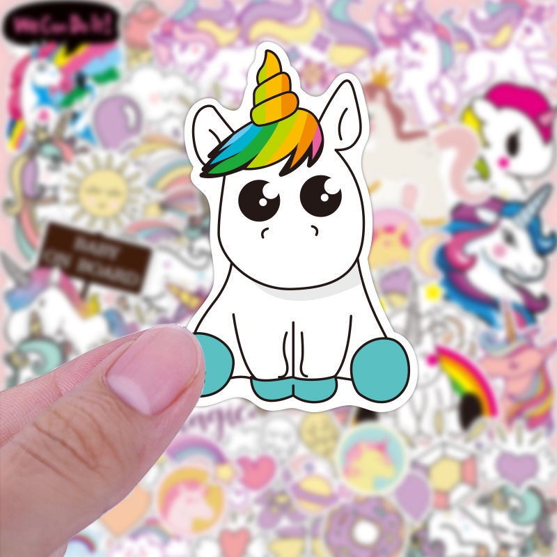 60 stiker Lucu kreatif Korea gadis unicorn stiker ins kartun bentuk Jurnal dekorasi stiker koper sti