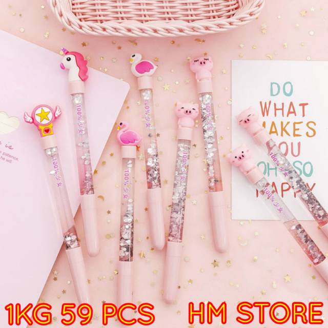 

Glitter Pen Flamingo & Piggy Pena Impor Pena Glitter Pelangi Warna Warni Flamingo & Piggy Imut Lucu