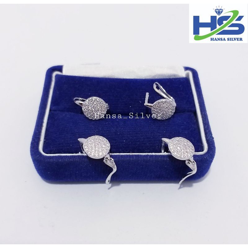 Anting Perak Asli Silver 925 Lapis Emas Putih Model Jepit Bulat - Anting Wanita Anti Karat