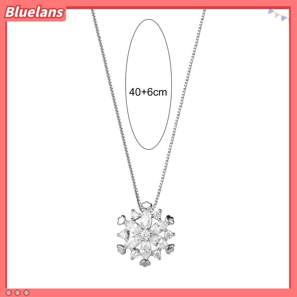 Kalung Liontin Geometris Snowflake Cubic Zirconia Tahan Aus Untuk Wanita