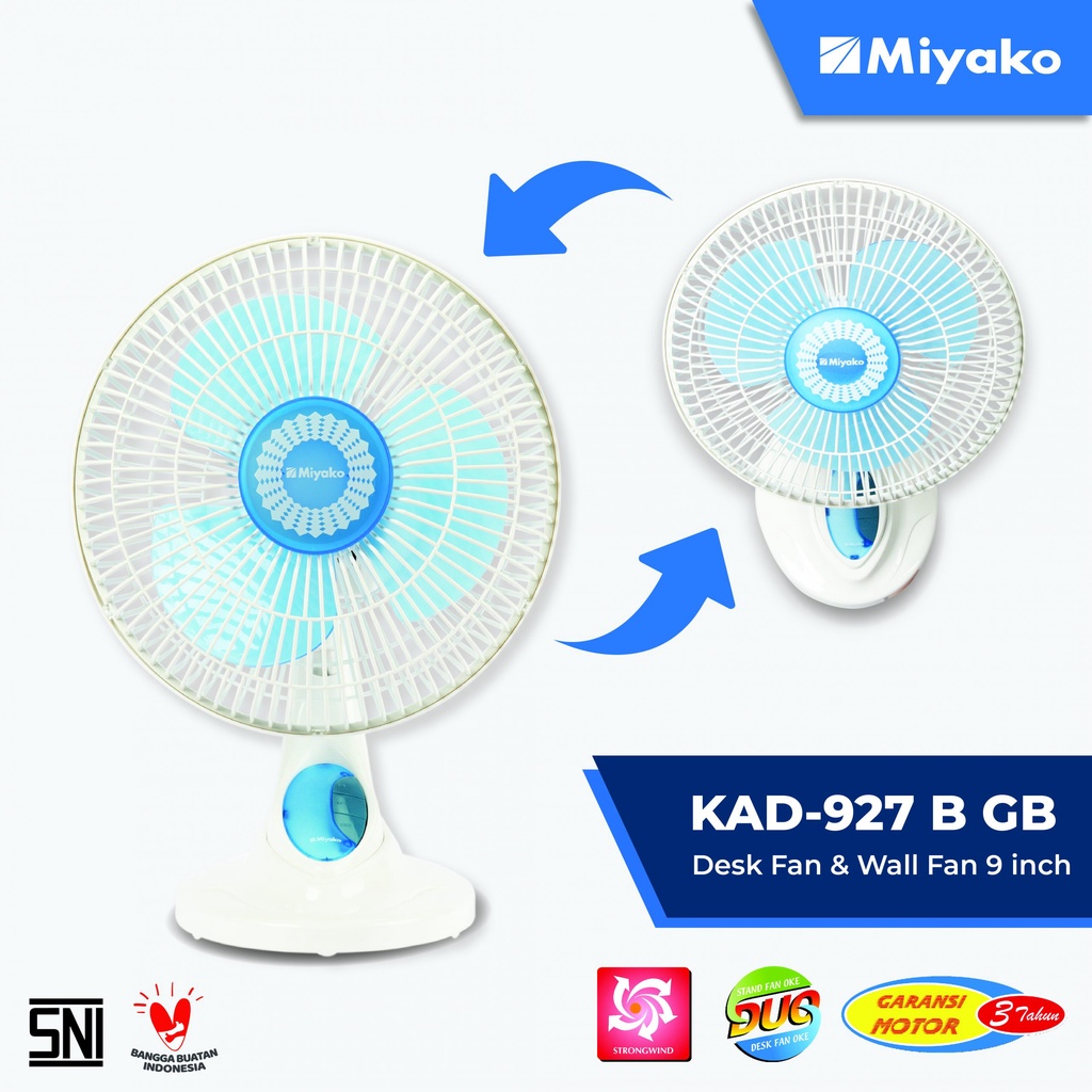 Miyako KAD927BGB Kipas Angin Mini / Dinding 9 inch 2in1