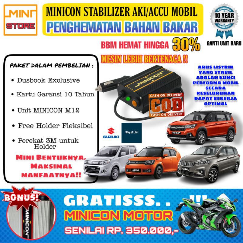 MINICON VOLT STABILIZER AKI ACCU PENGHEMAT BAHAN BAKAR MOBIL SUZUKI ASLI ORIGINAL GARANSI 10 TAHUN