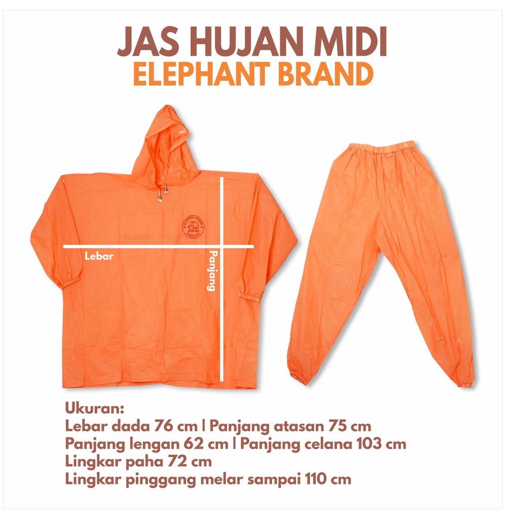 Jas hujan Ponco Lengan Celana Elephant Brand MIDI Stelan Poncho Celana