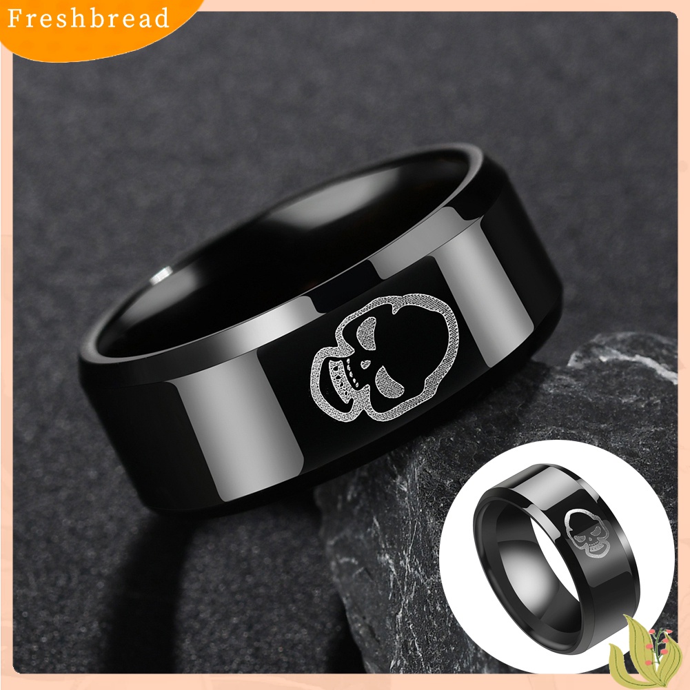 [TERLARIS]Fashion Stainless Steel Finger Ring Men Skull Print Party Club Band Jewelry Gift