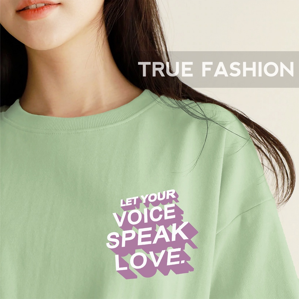 Sweater Wanita Voice Speak Love - Sweatshirt Oversize  - Crewneck Oblong - Atasan Wanita - Bahan Fleece - Allsize