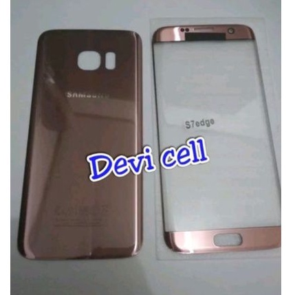 KACA LCD PLUS BACKDOOR BACK DOOR SAMSUNG S7 EDGE G935 ROSE GOLD ORIGINAL