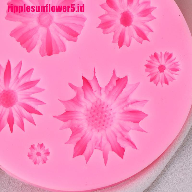 Cetakan Adonan Kue Fondant Desain Sunflower Petals 3d Bahan Silikon